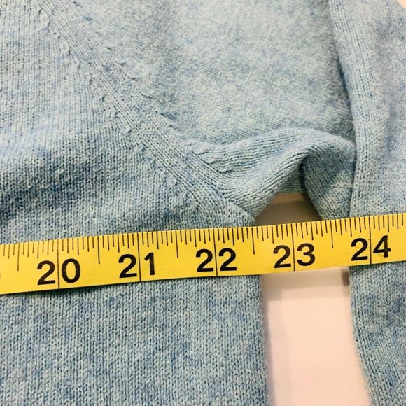 J Crew Cotton Cashmere Blend Knit Sweater V Neck Long Sleeve Light Blue L #86055 - Picture 9 of 12